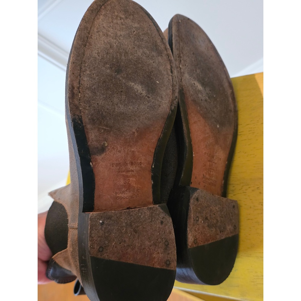 Rag & Bone Brown Distressed Leather Chelsea Boots Womens 37 US 7 Handmade Welt - Picture 7 of 9